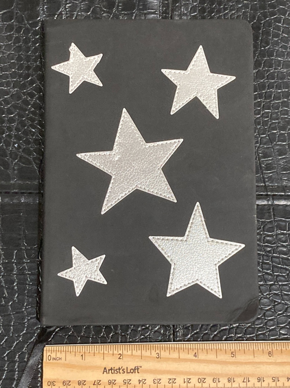 Black Star Appliqué Notebook with Silver Stars by Patch Perfect